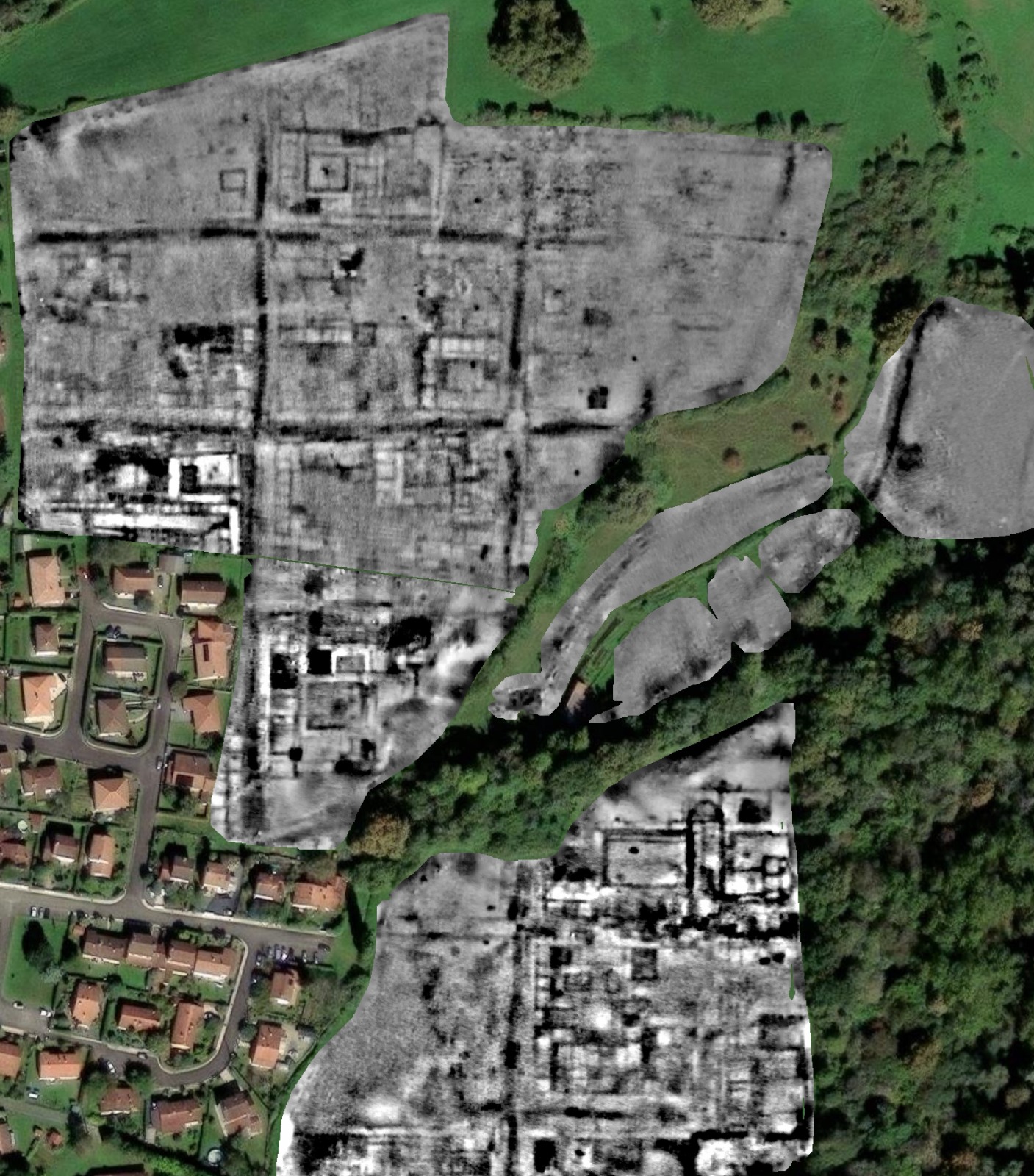 Même emprise après cartographie : anomalies et structures révélées.